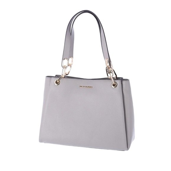 Michael Kors Trisha Large Triple Gusset Compartment Shoulder Bag Pearl Grey - Picture 3 of 7